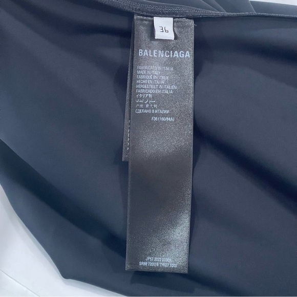 BALENCIAGA Asymmetric One-Shoulder Mini Dress - Black - Sz - 6 .US / 36 .EU - Picture 7 of 7